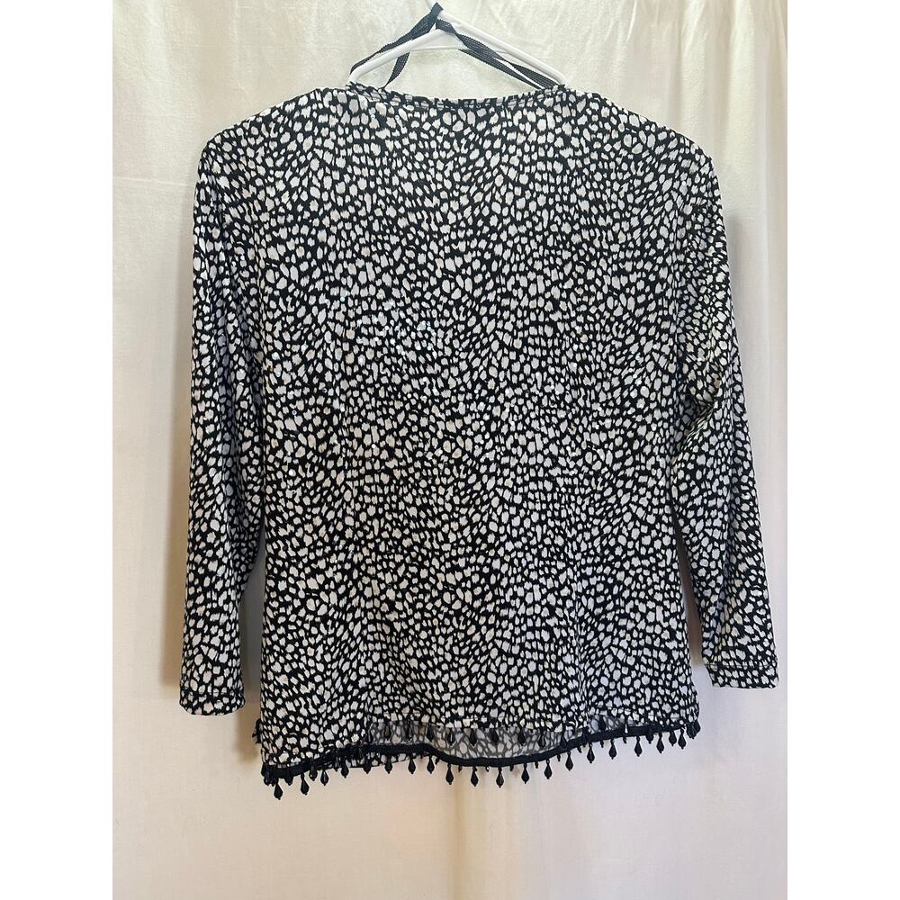 MSK Petite Beaded & Sequin Hem Blouse – Black & White Print – PL - Picture 5 of 8